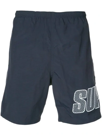 Supreme Logo Applique Water Short In Blue