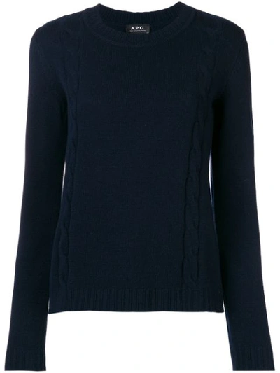 Apc Textured Crew Neck Sweater In Blue