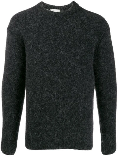Lemaire Textured Knit Crew Neck Jumper In Grey
