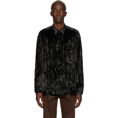 Cmmn Swdn Textured Velvet Shirt In Black