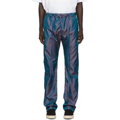 Fear Of God Iridescent Technical Track Pants In Blue Iridescent