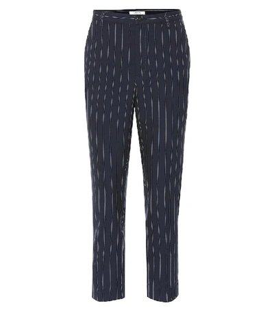 Ganni Pinstripe Slim Pants In Blue