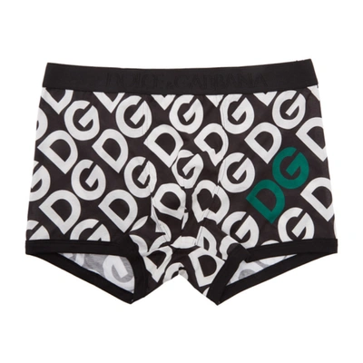 Dolce & Gabbana Dolce And Gabbana Black And White Logo Regular Boxers In Hn92a Blk