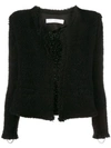 Iro Strut Frayed Chain-embellished Bouclé Jacket In Black