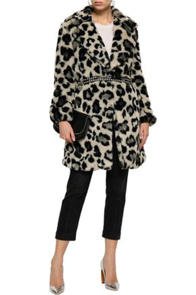 Michael Michael Kors Belted Leopard print Faux Fur Coat In Stone ModeSens