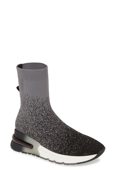 Ash Kory Pixel-print Sock Sneakers In Knit Black/ Fog