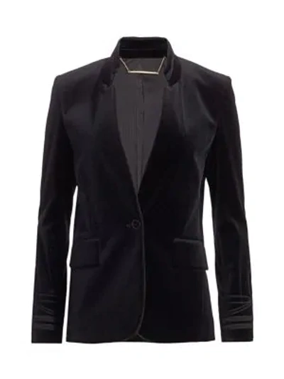 Frame Stand-collar Soutache Velvet Jacket In Noir
