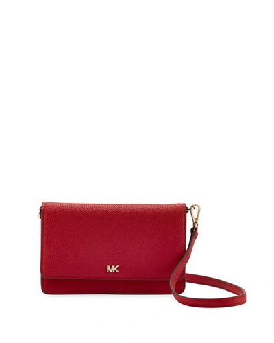Michael Michael Kors Leather Smartphone Crossbody In Bright Red/gold