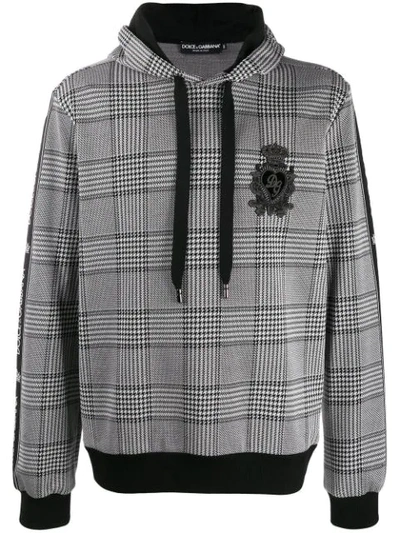 Dolce & Gabbana Cotton Blend Houndstooth Hoodie In Multicolor