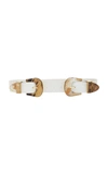 Johanna Ortiz Double Buckle Leather Belt In White