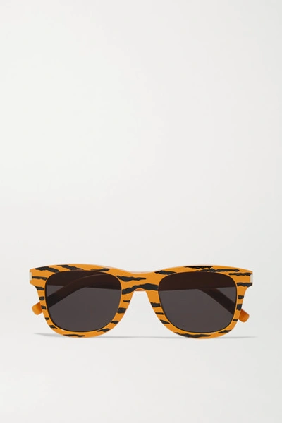 Saint Laurent Square-frame Tiger-print Acetate Sunglasses In Orange
