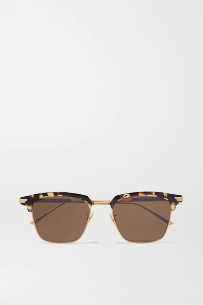 Bottega Veneta Light Ribbon Square-frame Gold-tone And Tortoiseshell Acetate Sunglasses