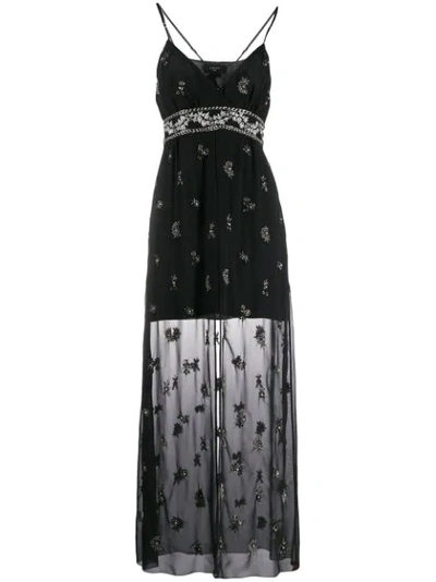 Amiri Embellished Embroidered Silk-chiffon Maxi Dress In Black