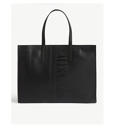 Allsaints Nina East/west Leather Tote Bag In Black