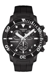 Tissot Men's Swiss Chronograph Seastar Black Rubber Strap Diver Watch 45.5mm