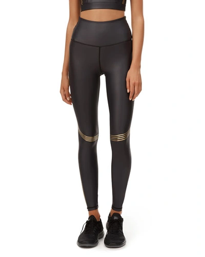 All Fenix Speed Metallic-stripe Leggings In Black/gold