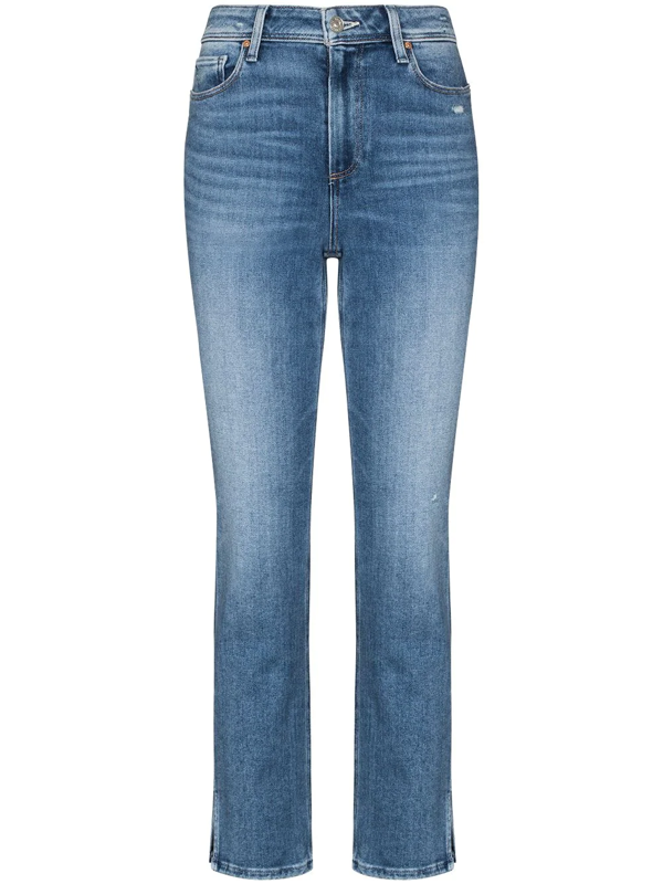Paige Cindy Straight-leg Ankle Jeans In Mel With Destroyed Hems In Mel W/ Destroyed Hem | ModeSens
