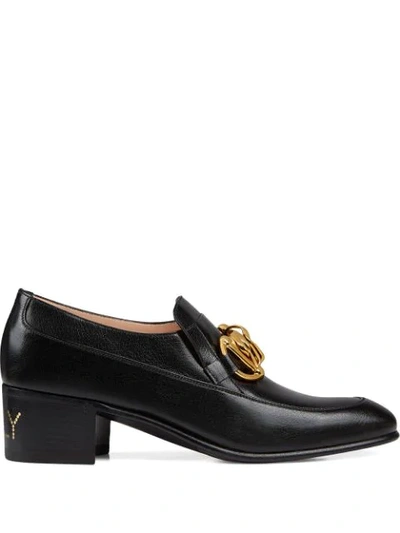 Gucci Women's Leather Horsebit Chain Loafers In Black