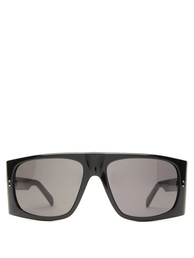 Celine Curved Flat-top Rectangular Acetate Sunglasses In Black