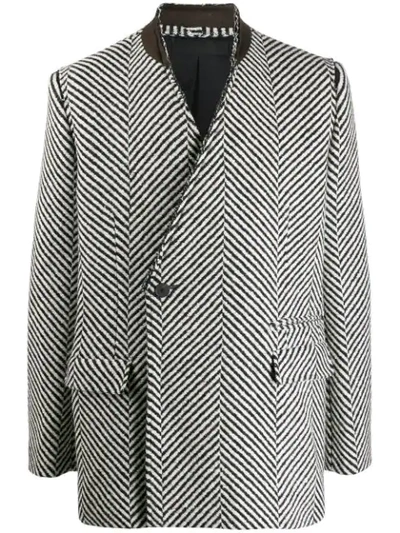 Haider Ackermann Double-breasted Wool-herringbone Blazer In Black