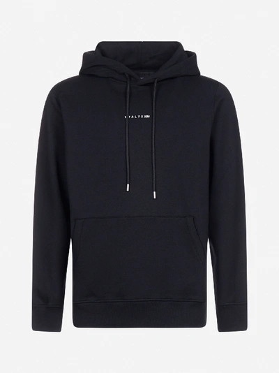 Alyx Logo-print Cotton-blend Hooded Sweatshirt In Black