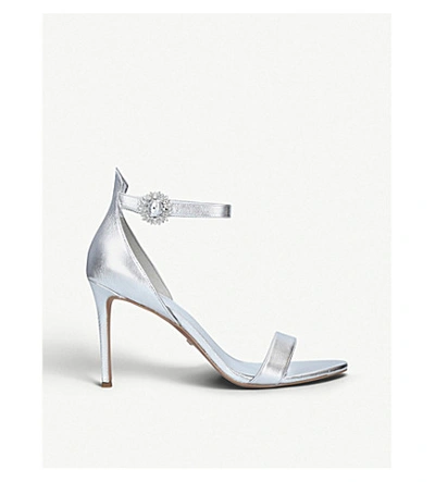 Michael Michael Kors Viola Crystal-embellished Leather Sandals In Silver