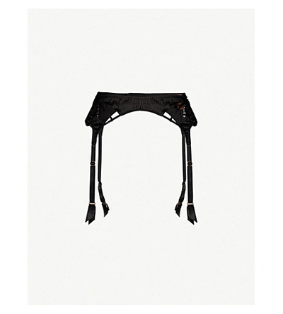 Coco De Mer Seraphine Silk-satin And Lace Suspender Belt In Black