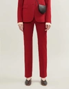 Theory Treeca Cropped Stretch-wool Tapered Trousers In Crimson