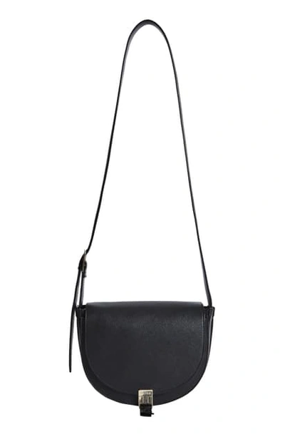 Reiss Hurlingham Leather Crossbody Bag In Black
