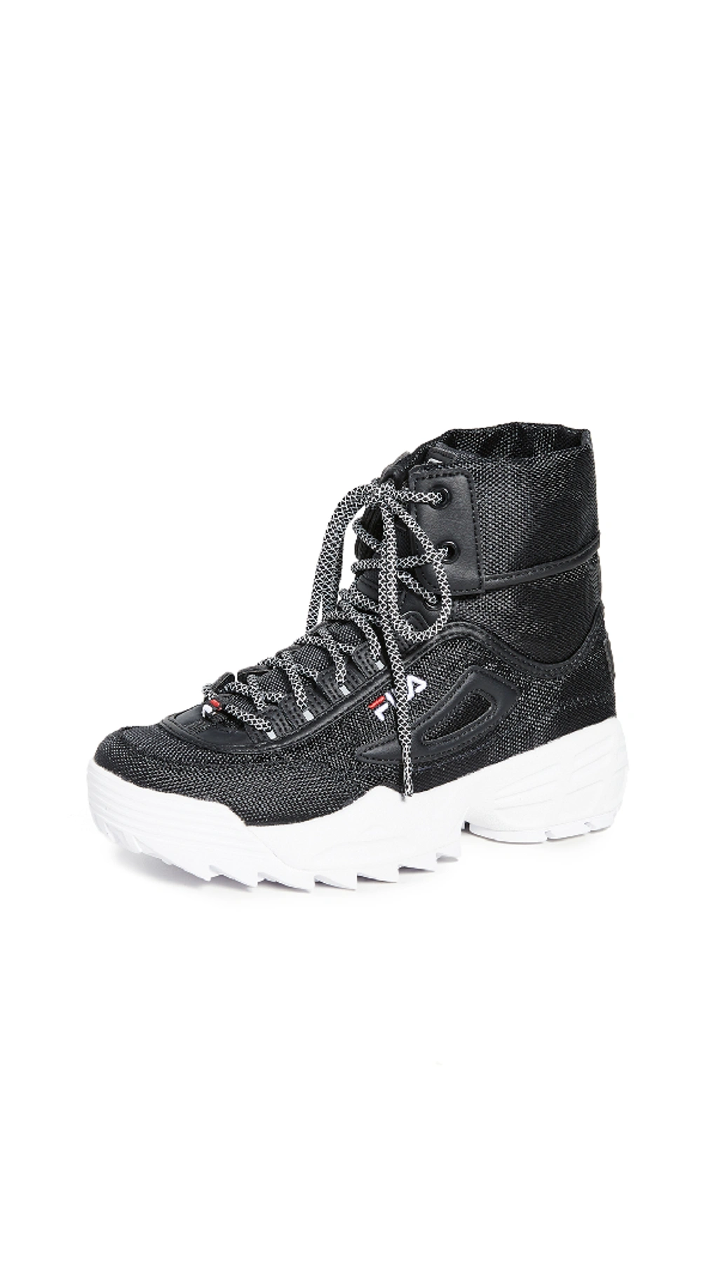 Fila Disruptor Ballistic High Top Sneaker Boot In Black/ Red/white