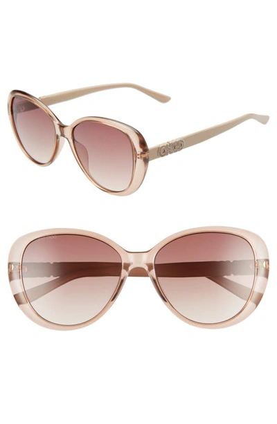 Jimmy Choo Amira 57mm Gradient Cat Eye Sunglasses In Nude Pink/ Brown Gradient