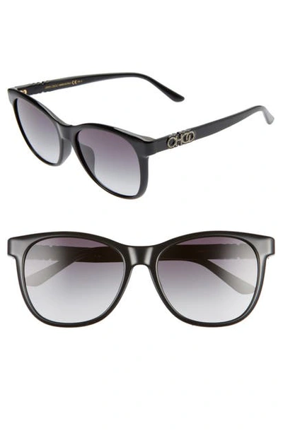 Jimmy Choo June 56mm Special Fit Sunglasses In Black/dark Gray Gradient