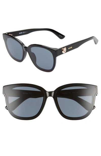 Moschino 63mm Oversize Special Fit Sunglasses In Black/ Grey Blue