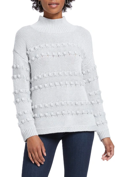 Nic + Zoe Adore A Ball Texture Stripe Turtleneck Sweater In Light Grey