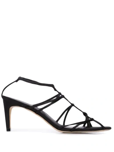 Tibi Gavin Strappy Satin Sandal In Black