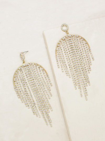 Ettika Crystal Elegance Fringe Earrings In Gold