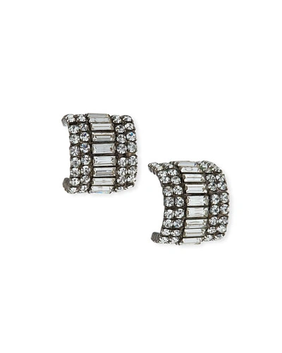 Elizabeth Cole Karen Crystal Huggie Earrings In Silver