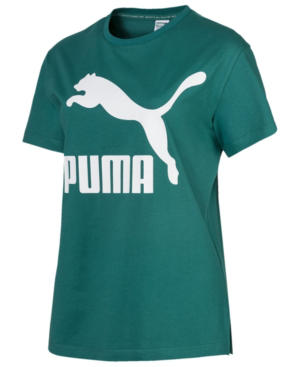 Puma Classics Cotton Logo T-shirt In Teal Green | ModeSens