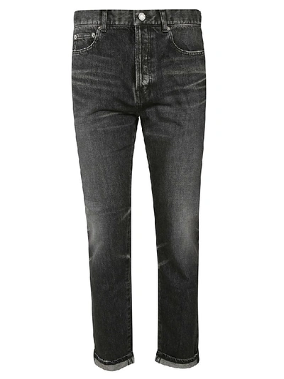 Saint Laurent Cropped Jeans In Black