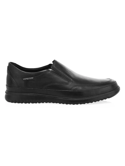 Mephisto Twain Slip-on Leather Sneakers In Black