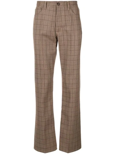 Marni Checkered Straight Leg Trousers In Brown
