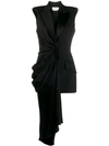 Alexander Mcqueen Tuxedo Style Asymmetric Dress In Black