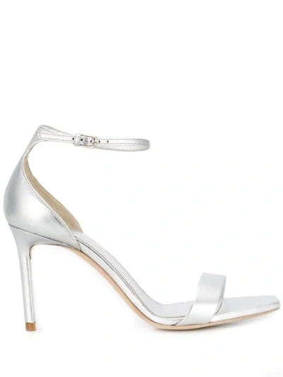 Saint Laurent Amber 85mm Sandals In Silver