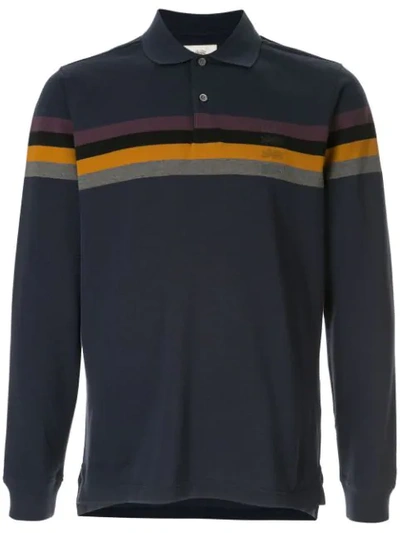 Kent & Curwen Striped Detail Polo Shirt In Blue