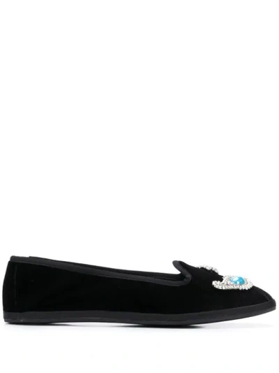 Giannico Venetian Flat Ballerinas In Black