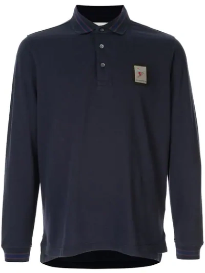 Kent & Curwen Long Sleeve Polo Shirt In Blue