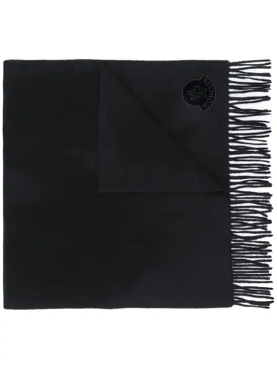Moncler Logo Patch Scarf In 999  - Black