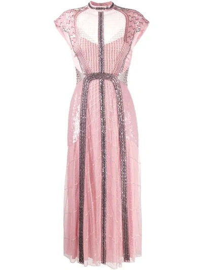 Temperley London Electra Bead-embellished Dress In Pink