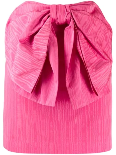 Msgm Oversized Bow Straight Skirt In Pink
