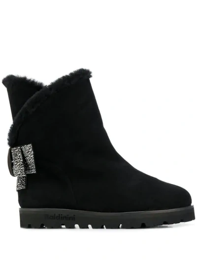 Baldinini Crystal Embellished Suede Boots In 0xxx Black